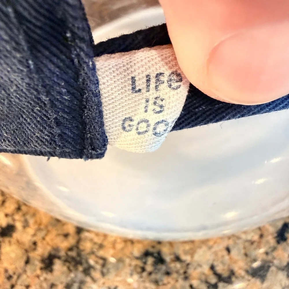 Life is Good Baseball Cap Dad Hat Adjustable Navy Blue American Flag Anchors